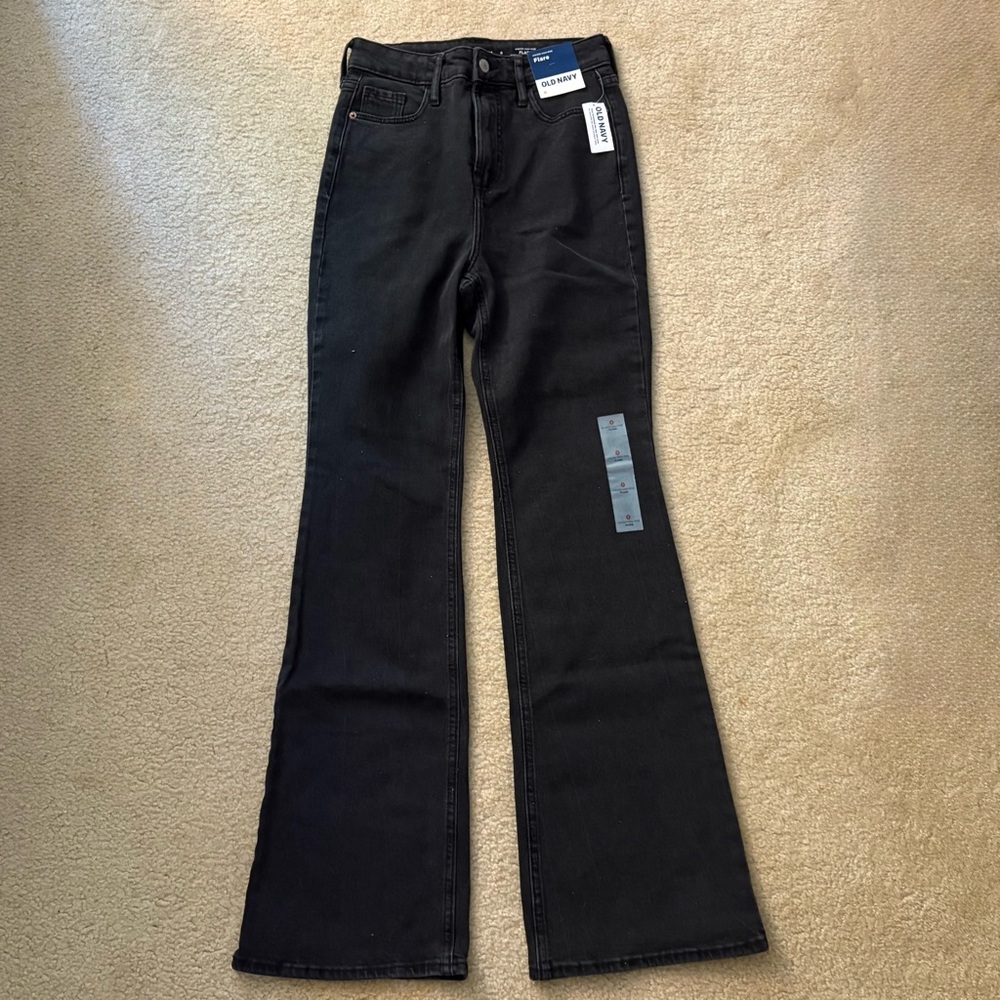 Old Navy Black Higher Waisted Flare Stretch Jeans NWT 0